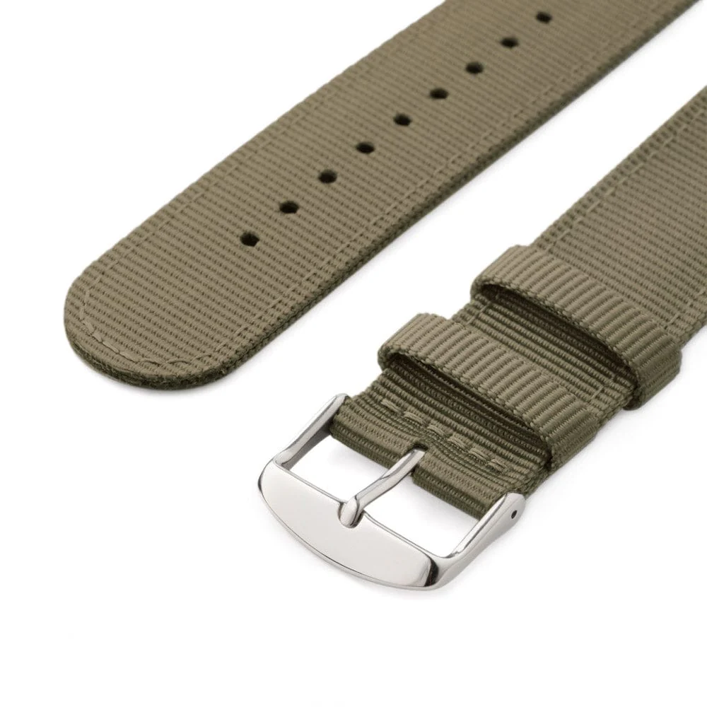 Apple Watch Nylon Watch Band - Khaki/Stainless - Image 6