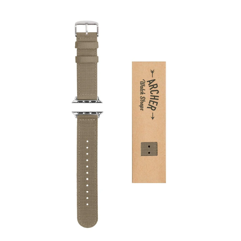 Apple Watch Nylon Watch Band - Khaki/Stainless - Image 7