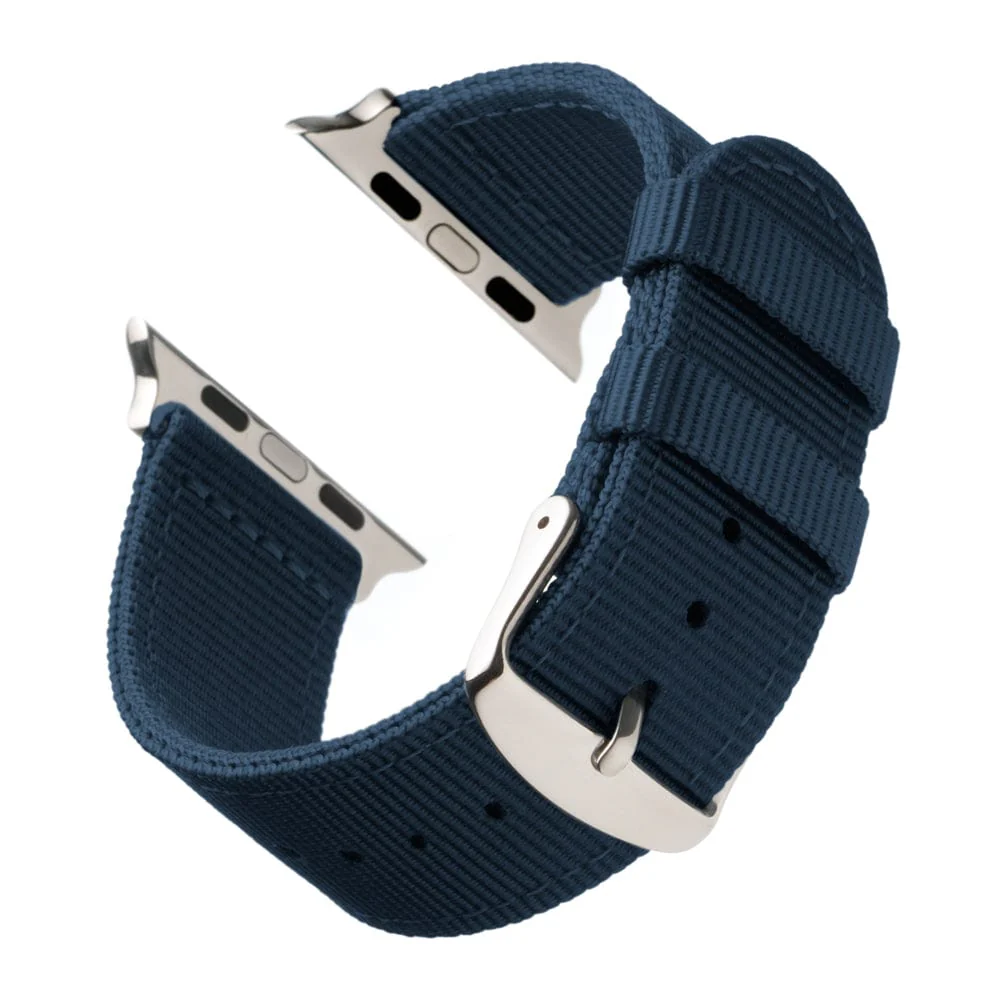 Apple Watch Nylon Watch Band - Navy/Stainless - Image 4