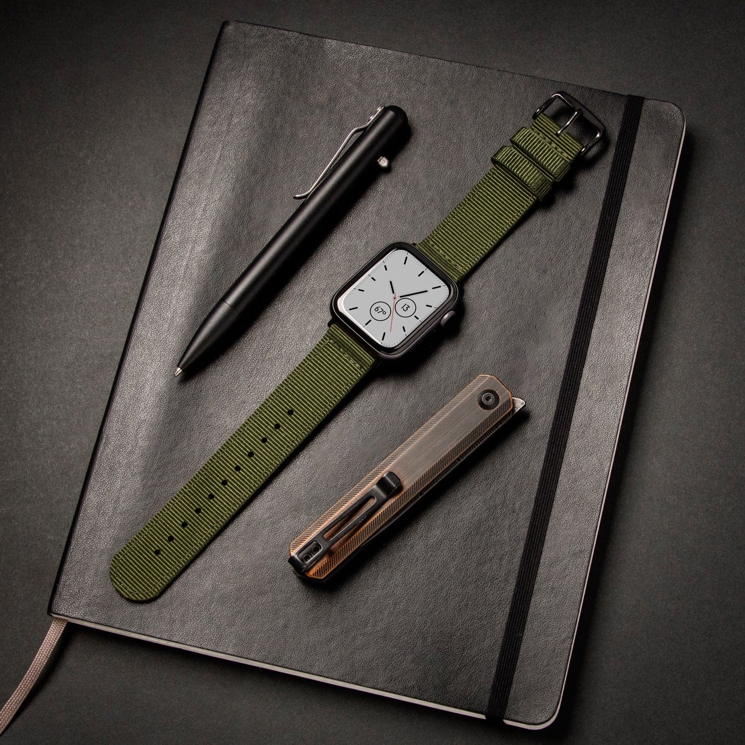 Apple Watch Nylon Watch Band - Olive/Black - Image 3