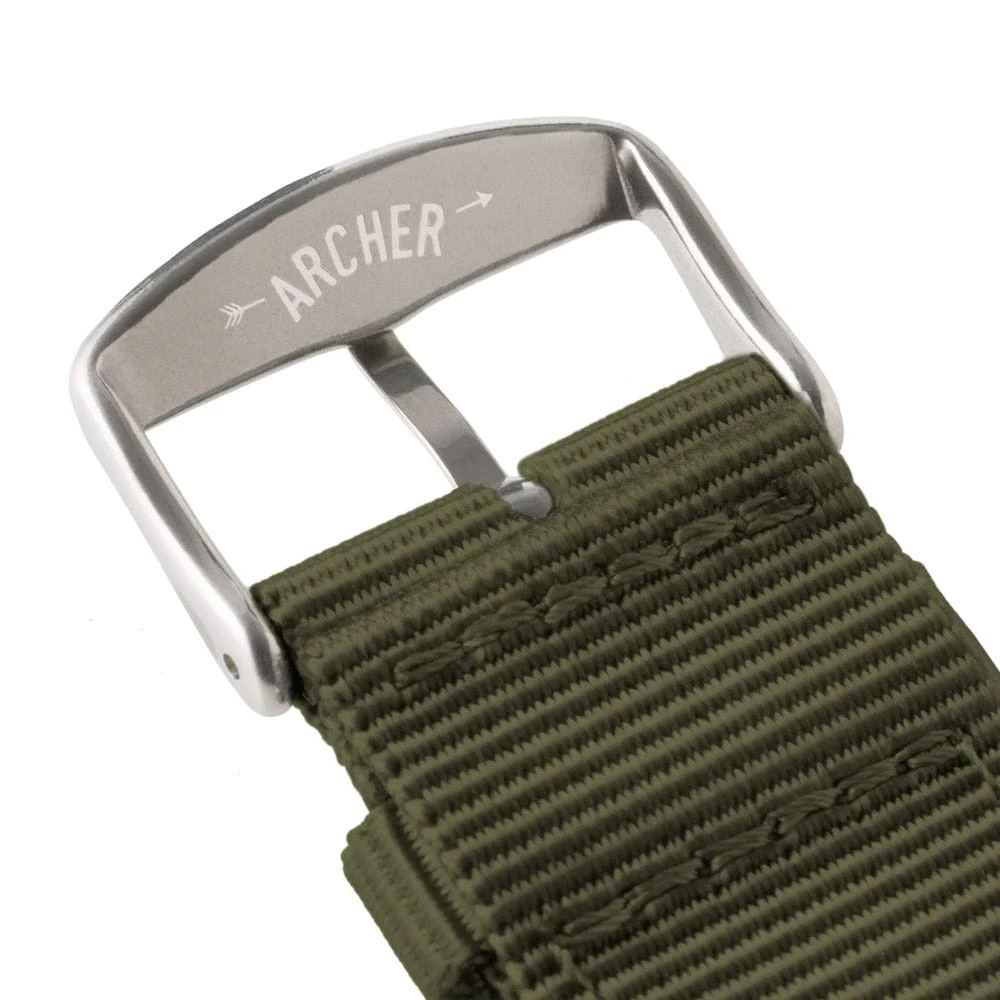 Apple Watch Nylon Watch Band - Olive/Stainless - Image 8