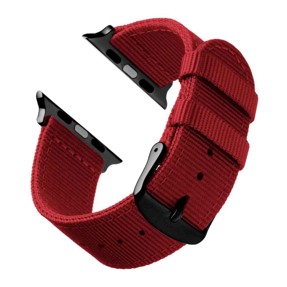 Apple Watch Nylon Watch Band - Red/Black - Image 4