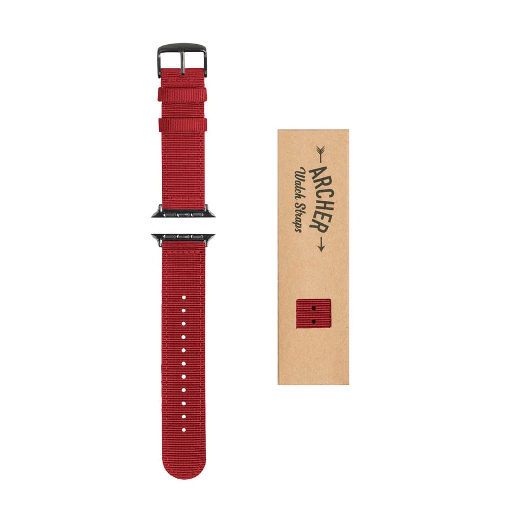 Apple Watch Nylon Watch Band - Red/Black - Image 7