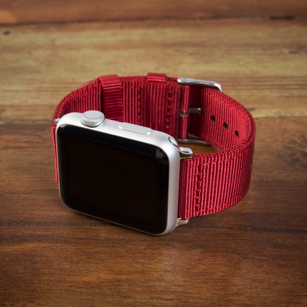 Apple Watch Nylon Watch Band - Red/Stainless - Image 3
