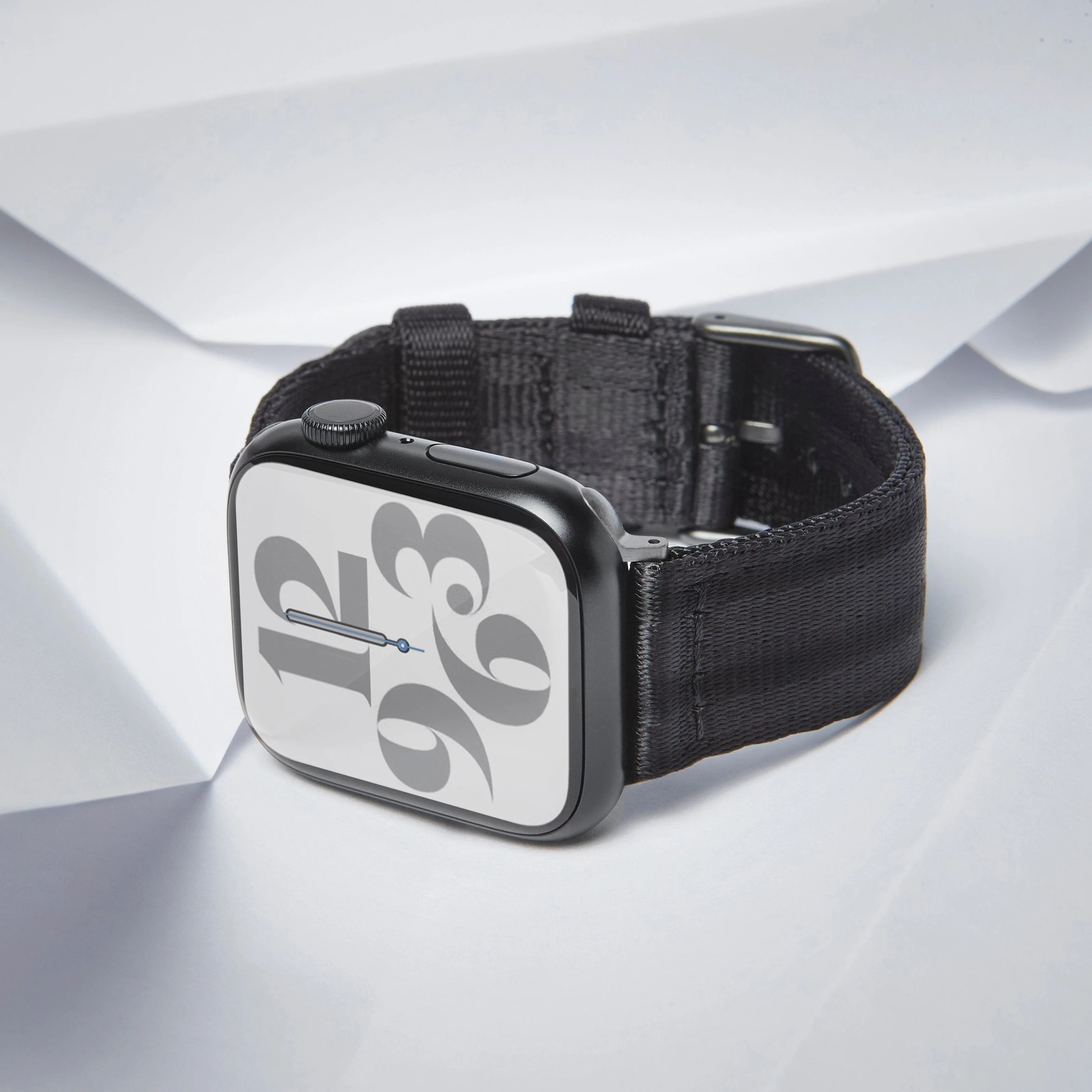 Apple Watch Seat Belt Nylon Watch Band - Black/Gray - Image 3