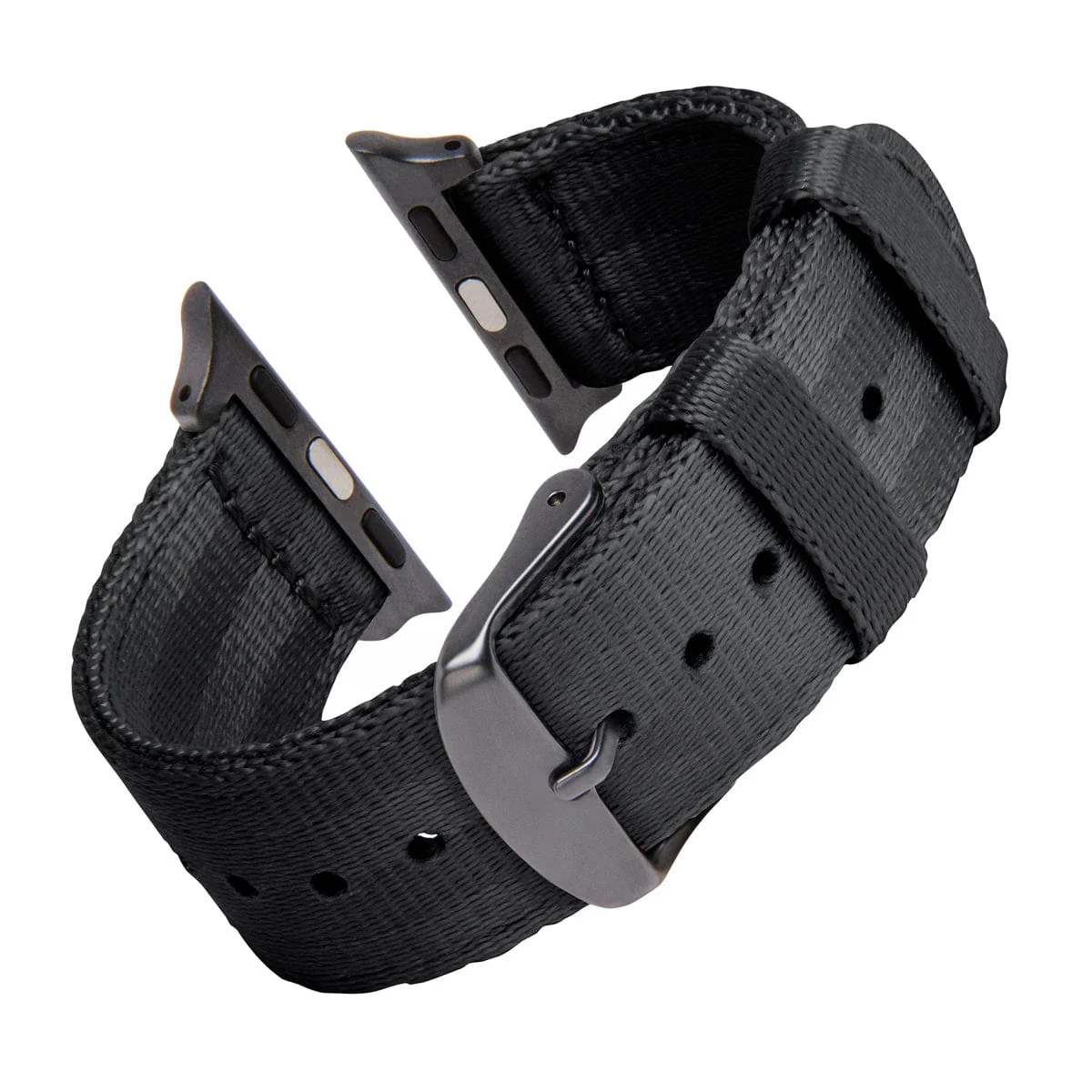 Apple Watch Seat Belt Nylon Watch Band - Black/Gray - Image 4