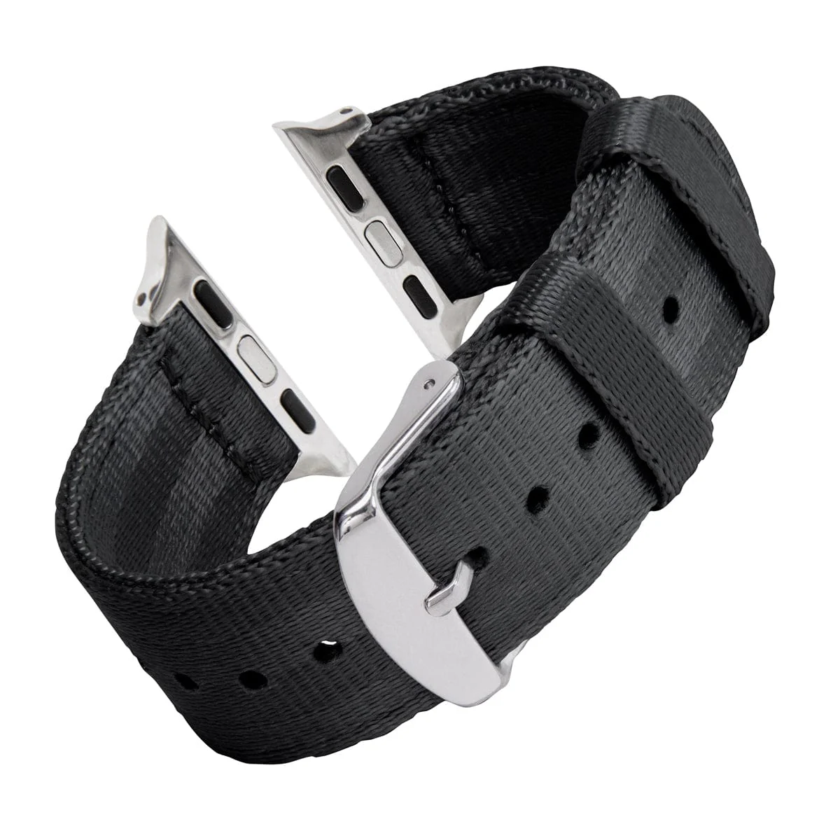 Apple Watch Seat Belt Nylon Watch Band - Black/Stainless - Image 4