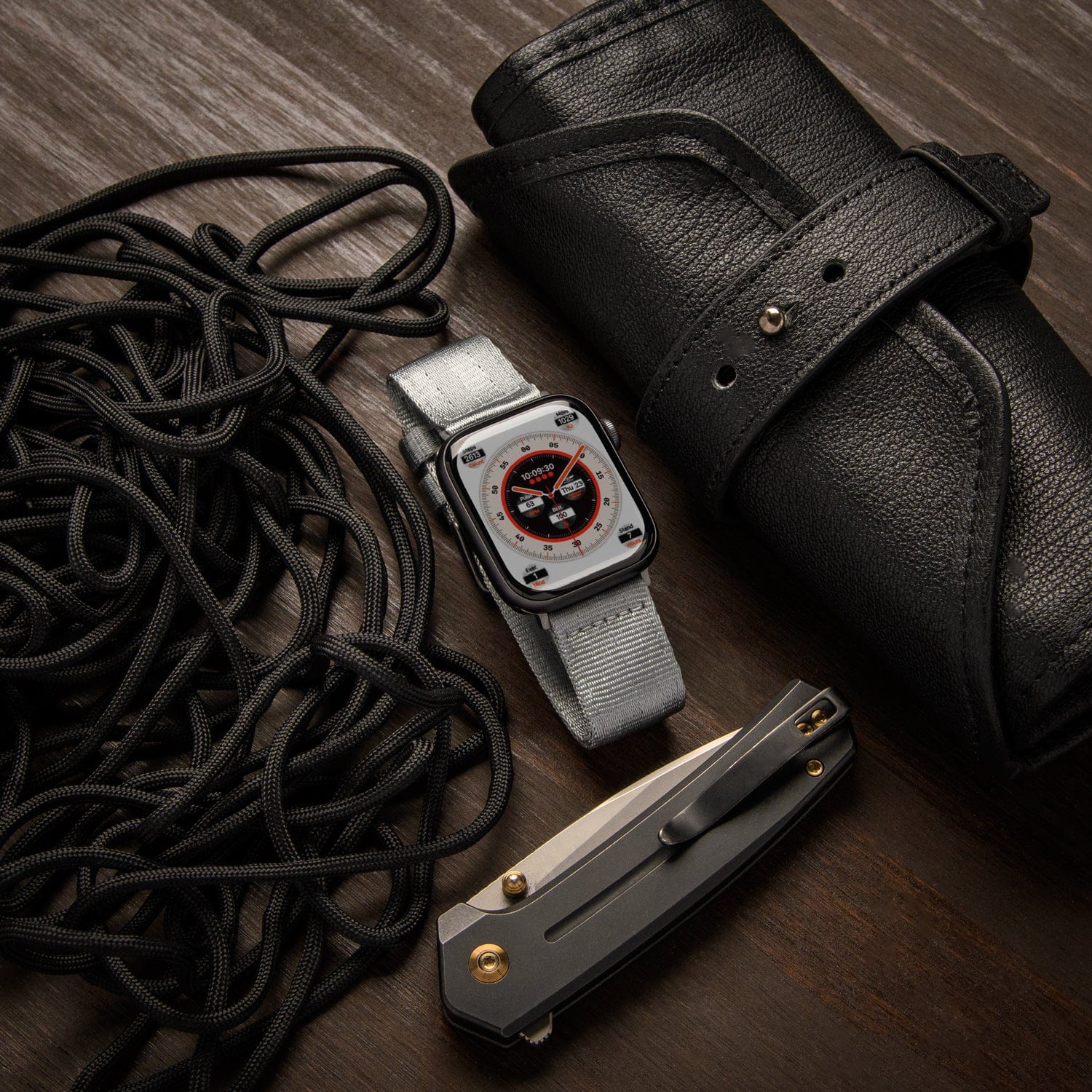 Apple Watch Seat Belt Nylon Watch Band - Gray/Gray - Image 3