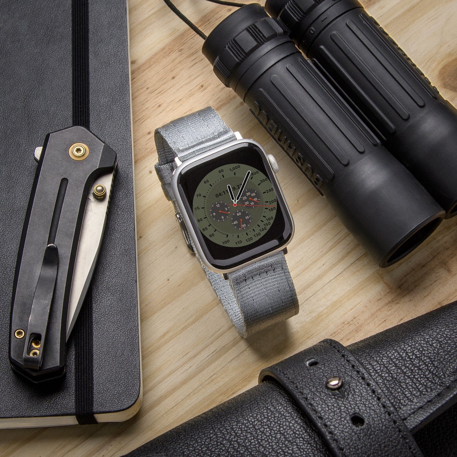 Apple Watch Seat Belt Nylon Watch Band - Gray/Stainless - Image 2