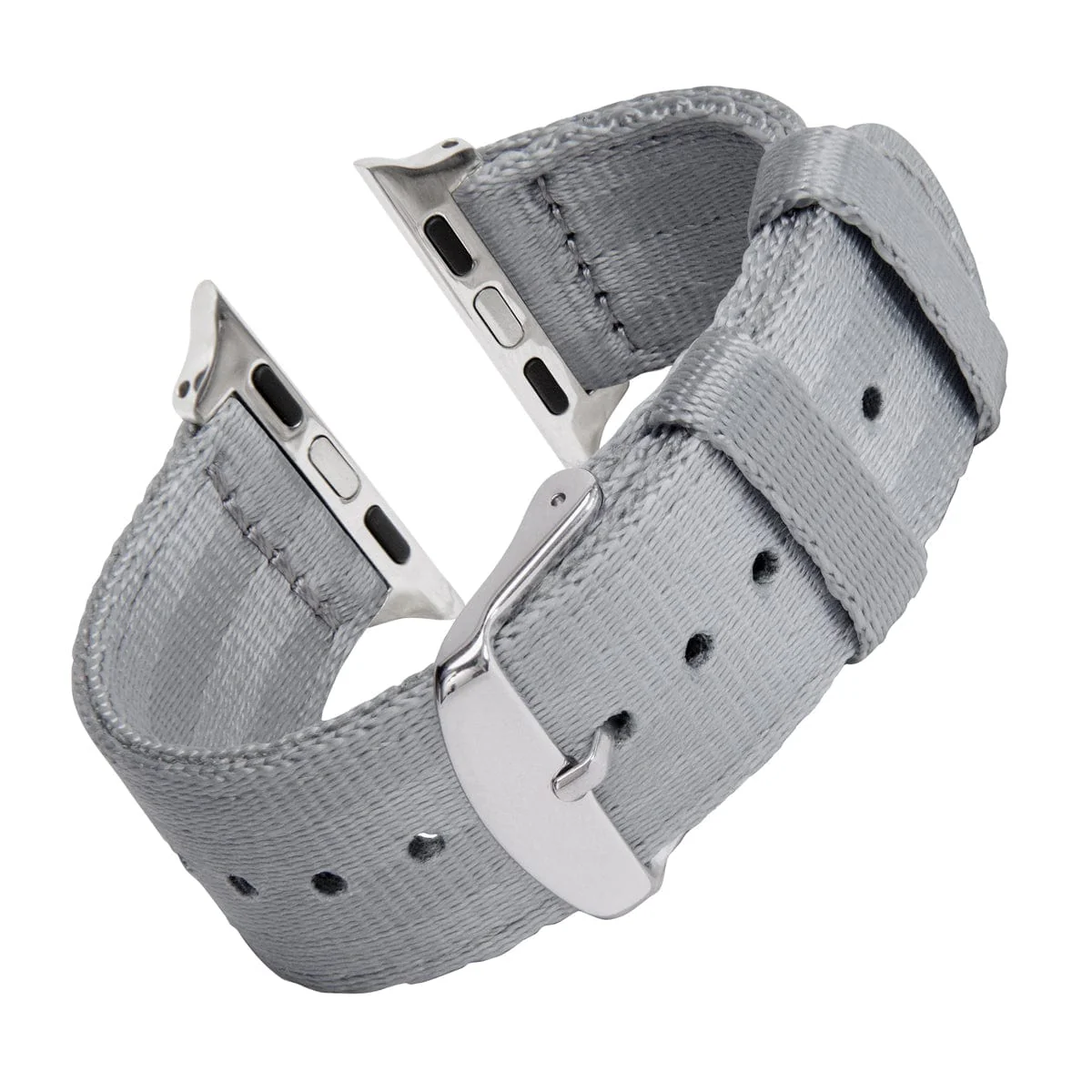 Apple Watch Seat Belt Nylon Watch Band - Gray/Stainless - Image 4
