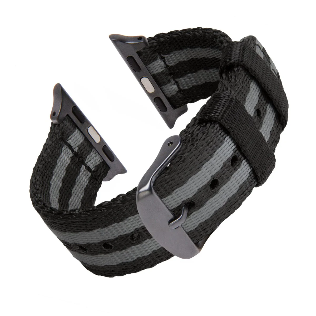 Apple Watch Seat Belt Nylon Watch Band - Black and Gray (James Bond)/Gray - Image 4