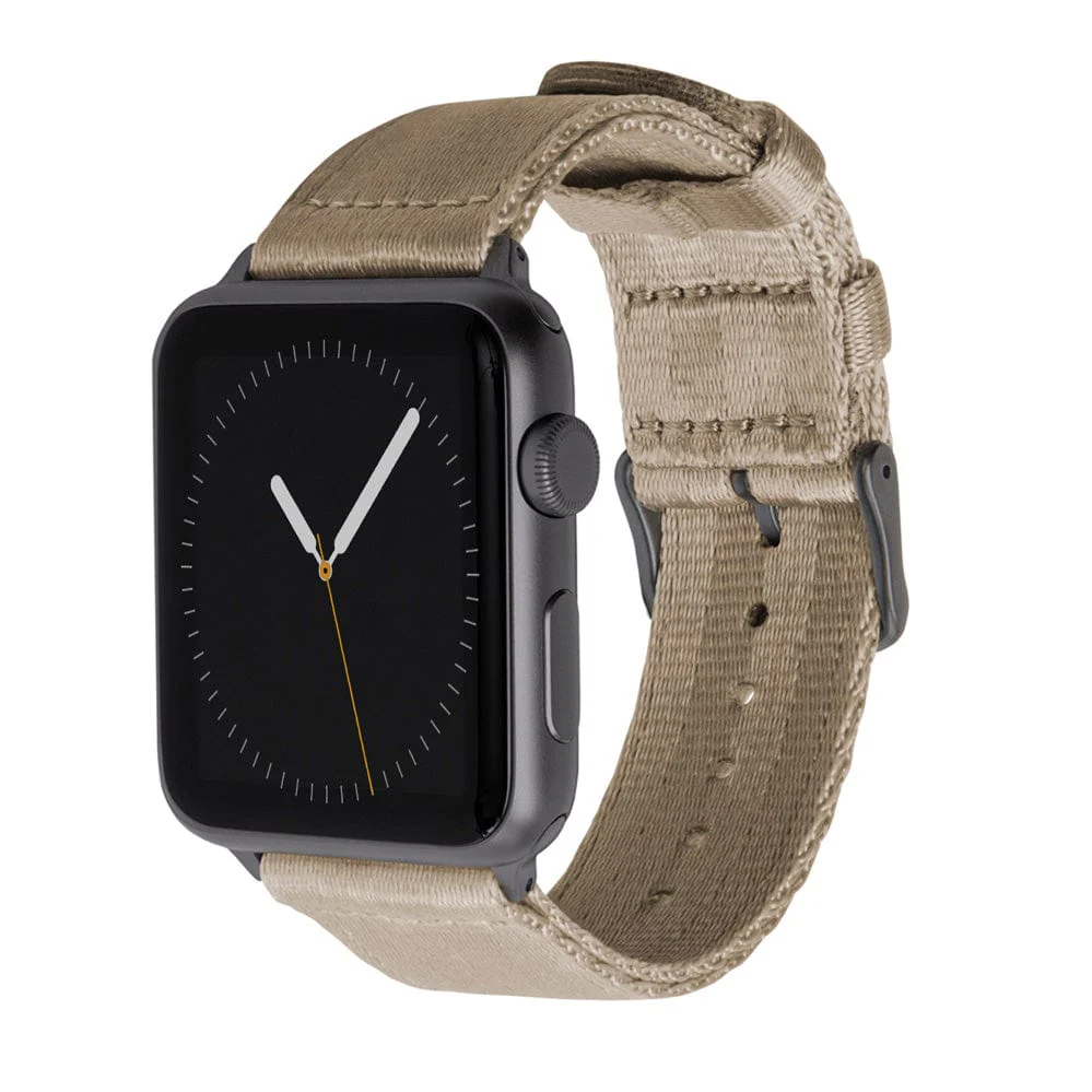 Apple Watch Seat Belt Nylon Watch Band - Khaki/Gray