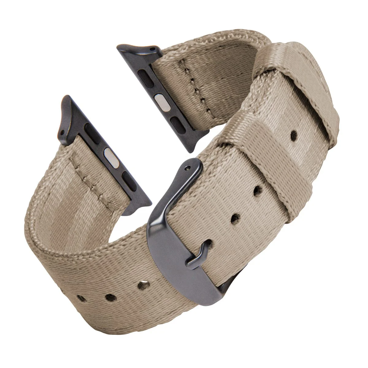 Apple Watch Seat Belt Nylon Watch Band - Khaki/Gray - Image 4
