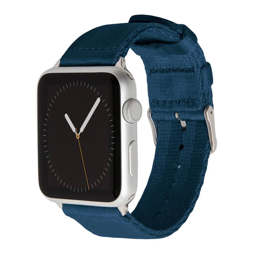 Apple Watch Seat Belt Nylon Watch Band - Navy/Stainless