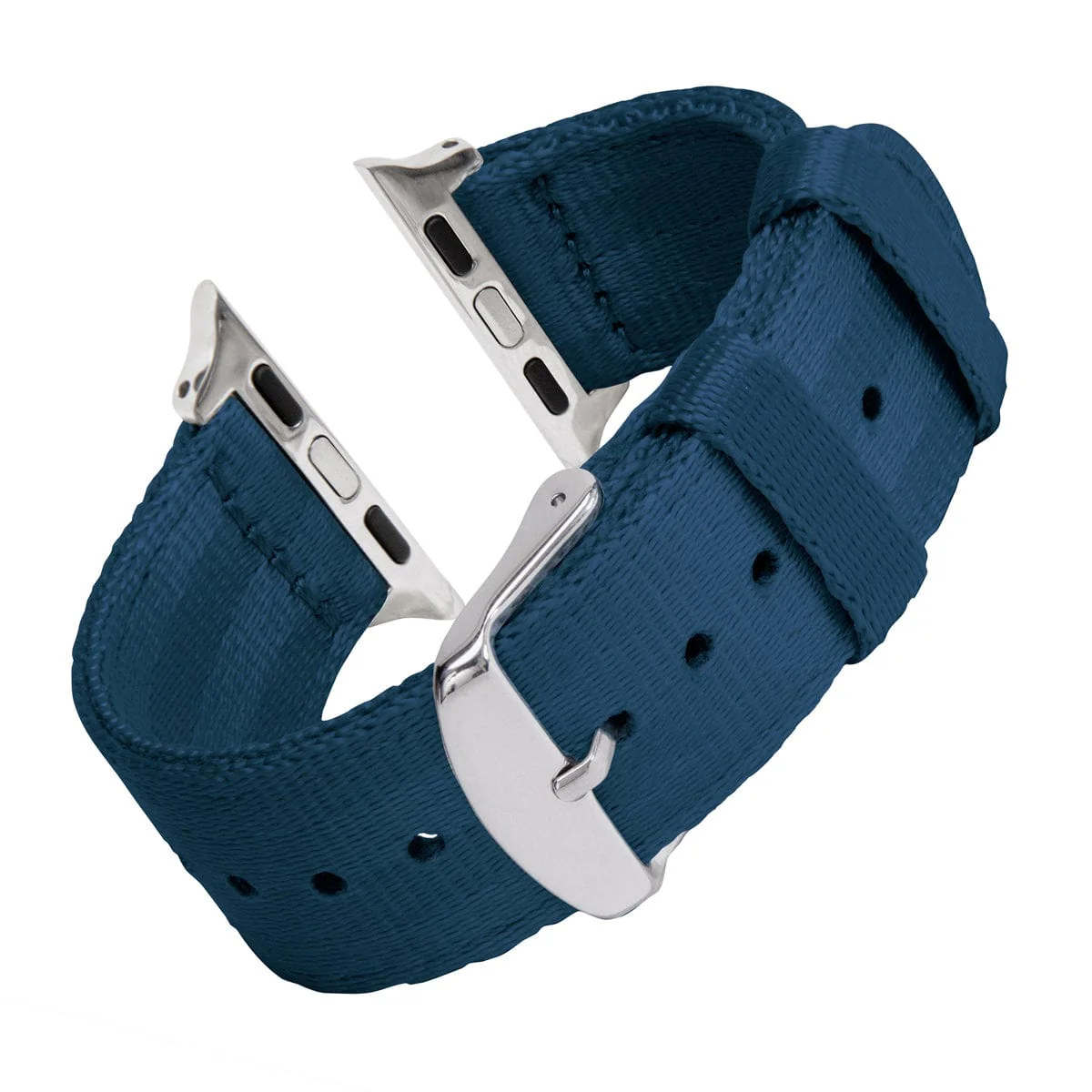 Apple Watch Seat Belt Nylon Watch Band - Navy/Stainless - Image 4