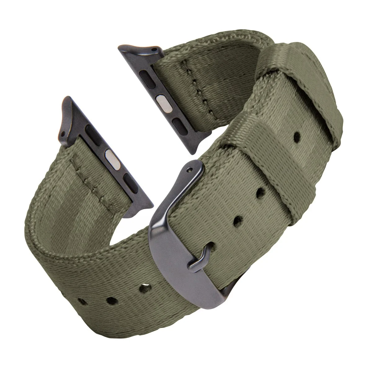 Apple Watch Seat Belt Nylon Watch Band - Olive/Gray - Image 4