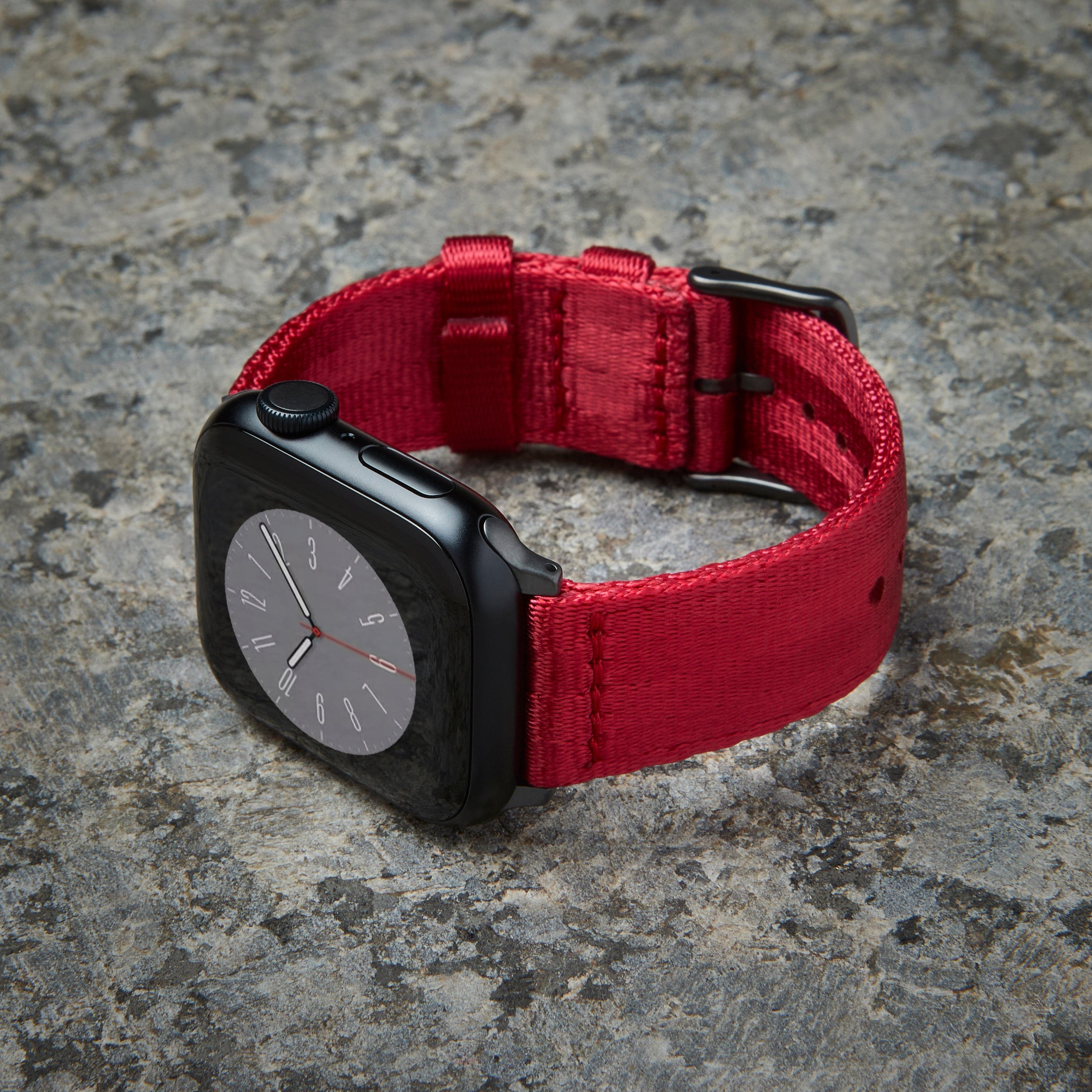 Apple Watch Seat Belt Nylon Watch Band - Red/Gray - Image 3