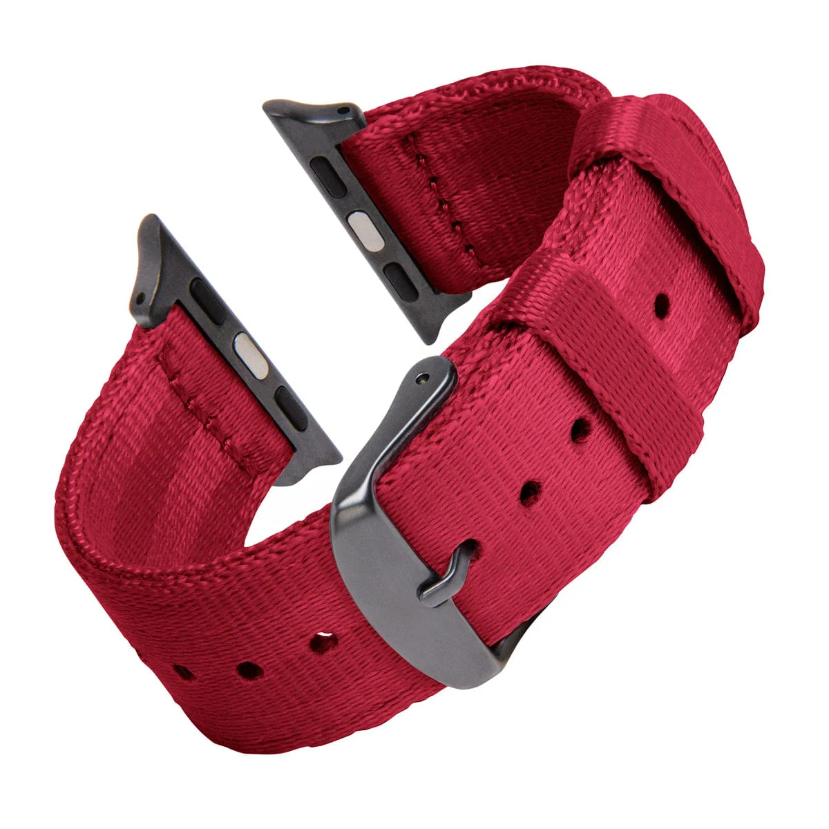 Apple Watch Seat Belt Nylon Watch Band - Red/Gray - Image 4