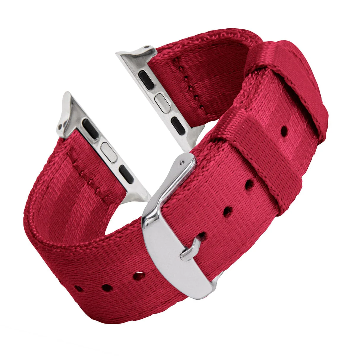 Apple Watch Seat Belt Nylon Watch Band - Red/Stainless - Image 4