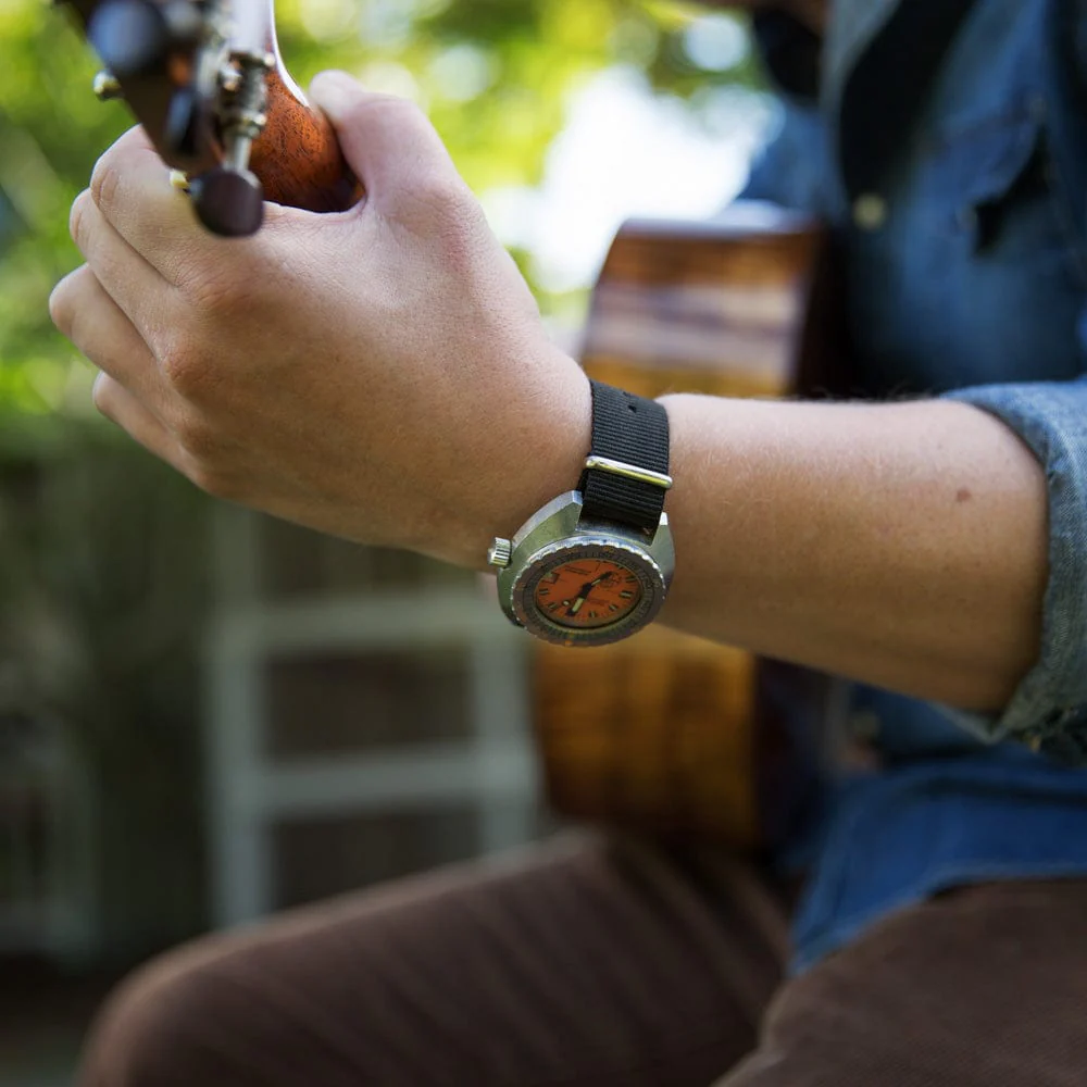 Classic Military Style Nylon Watch Band - Black - Image 2