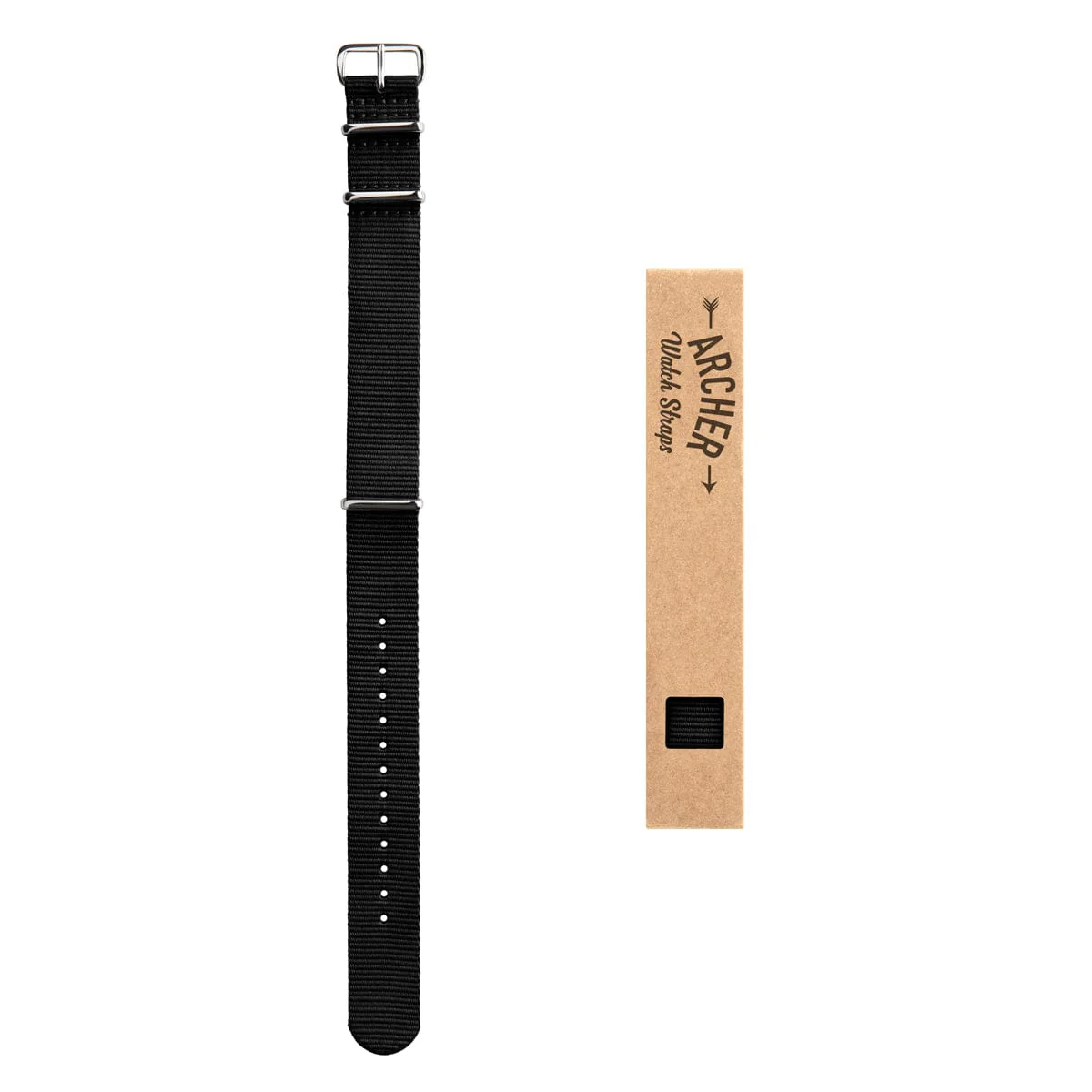 Classic Military Style Nylon Watch Band - Black - Image 4