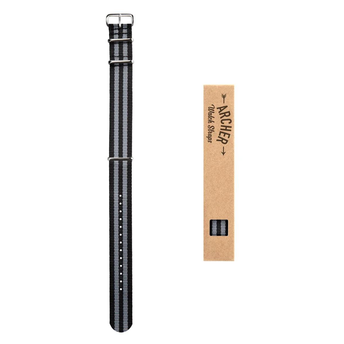 Classic Military Style Nylon Watch Band - Black/Gray (James Bond) - Image 4