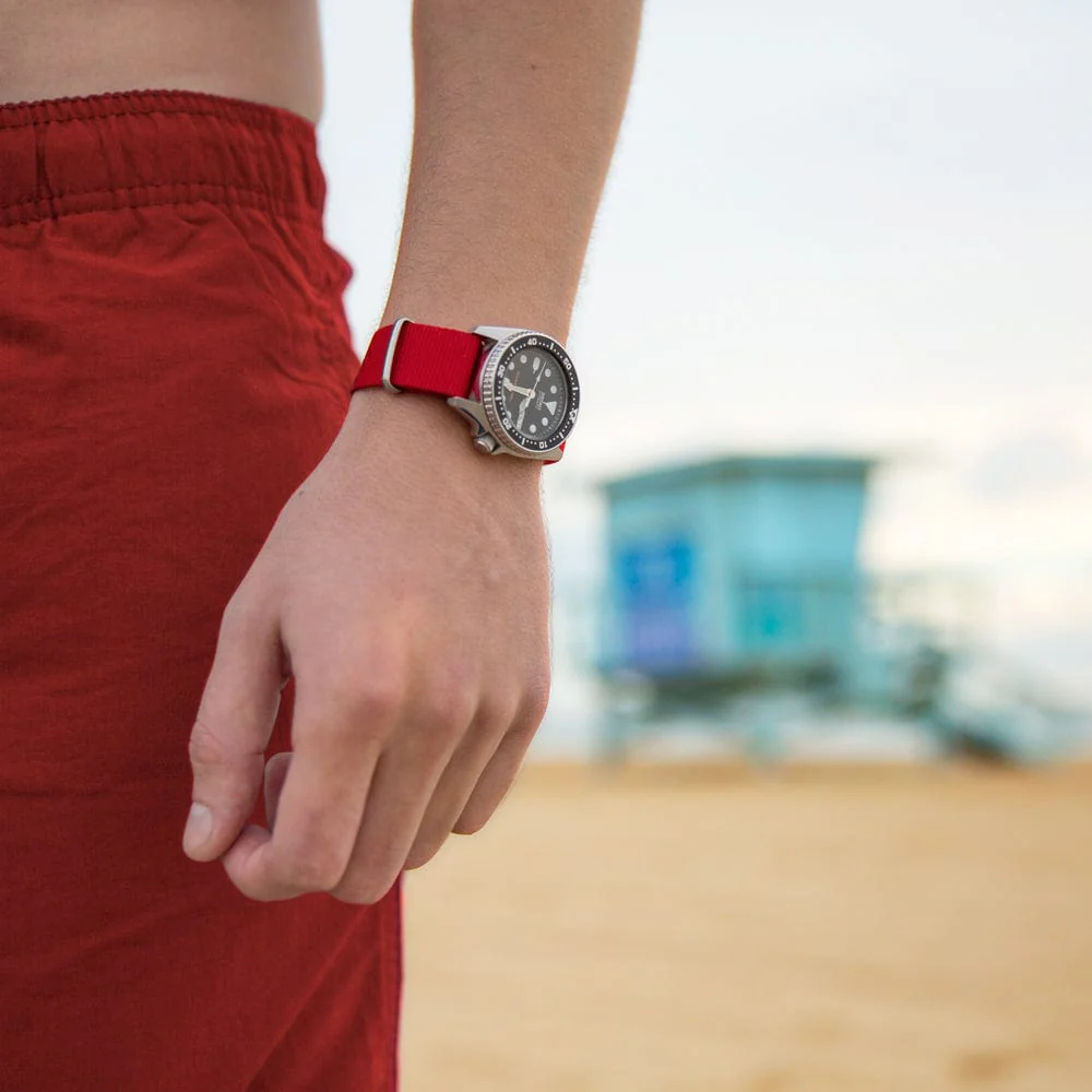 Classic Military Style Nylon Watch Band - Red - Image 3