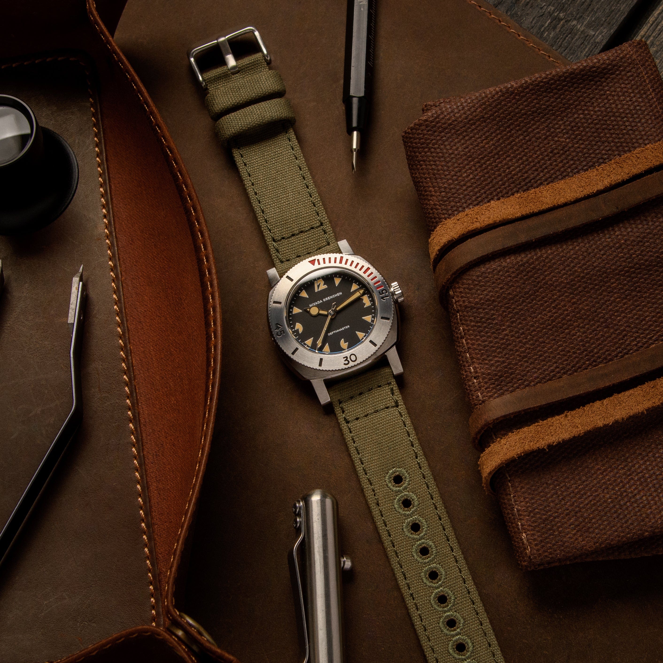 Quick Release Canvas Watch Band - Faded Olive - Image 3