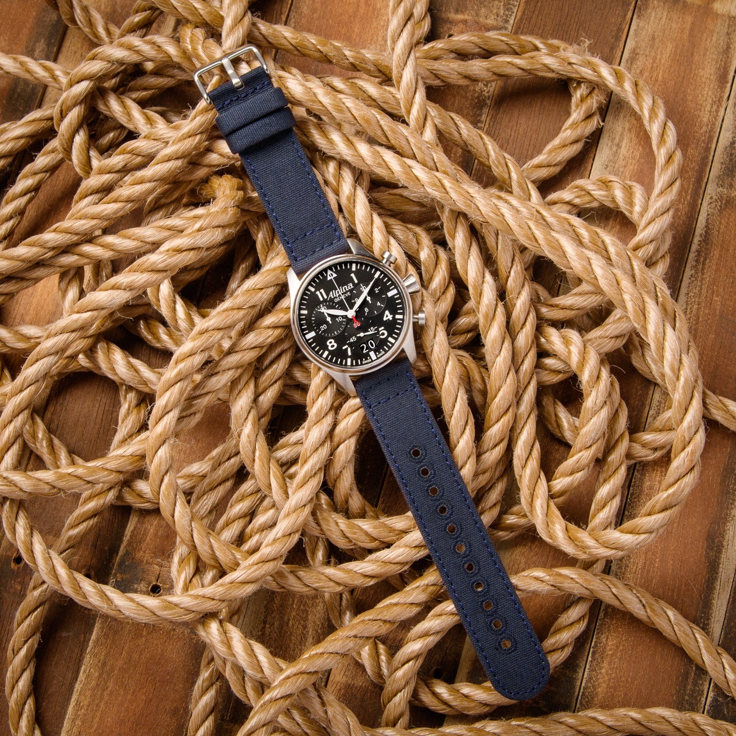 Quick Release Canvas Watch Band - Navy Blue - Image 2