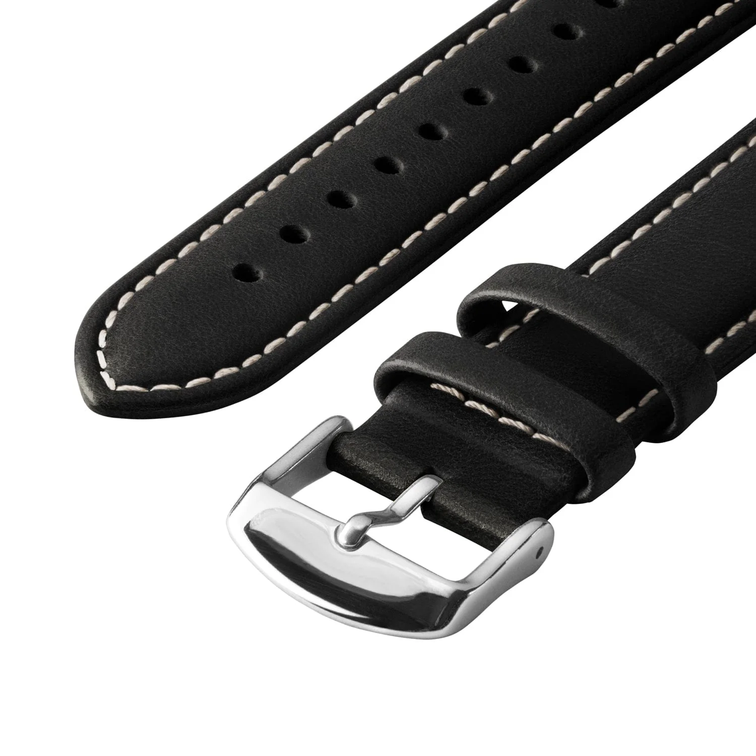 Quick Release Leather Watch Band - Black/Natural - Image 5