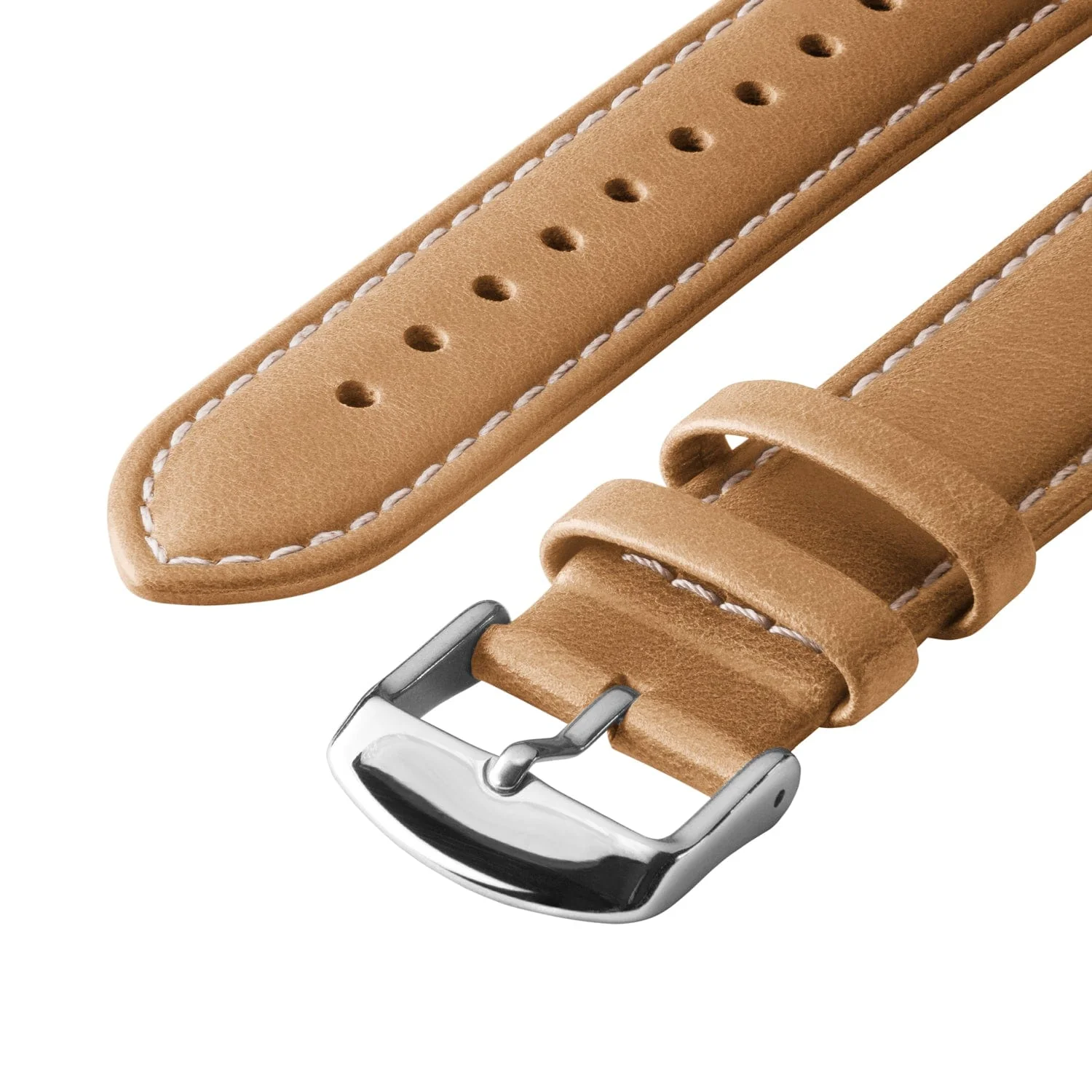 Quick Release Leather Watch Band - Camel Tan/Natural - Image 5