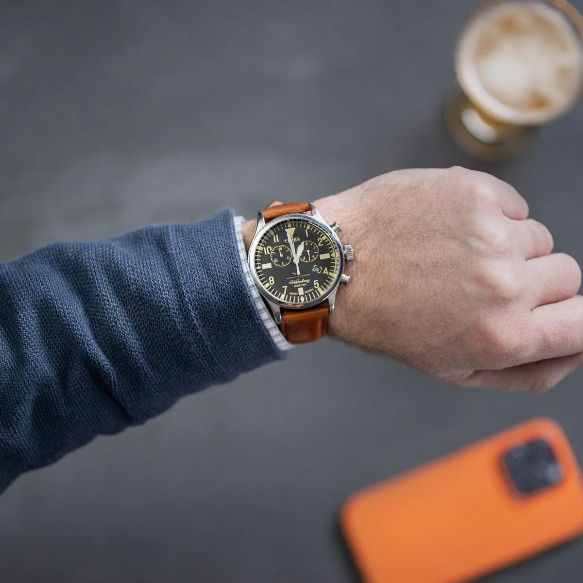 Quick Release Leather Watch Band - Cognac/Matched - Image 2
