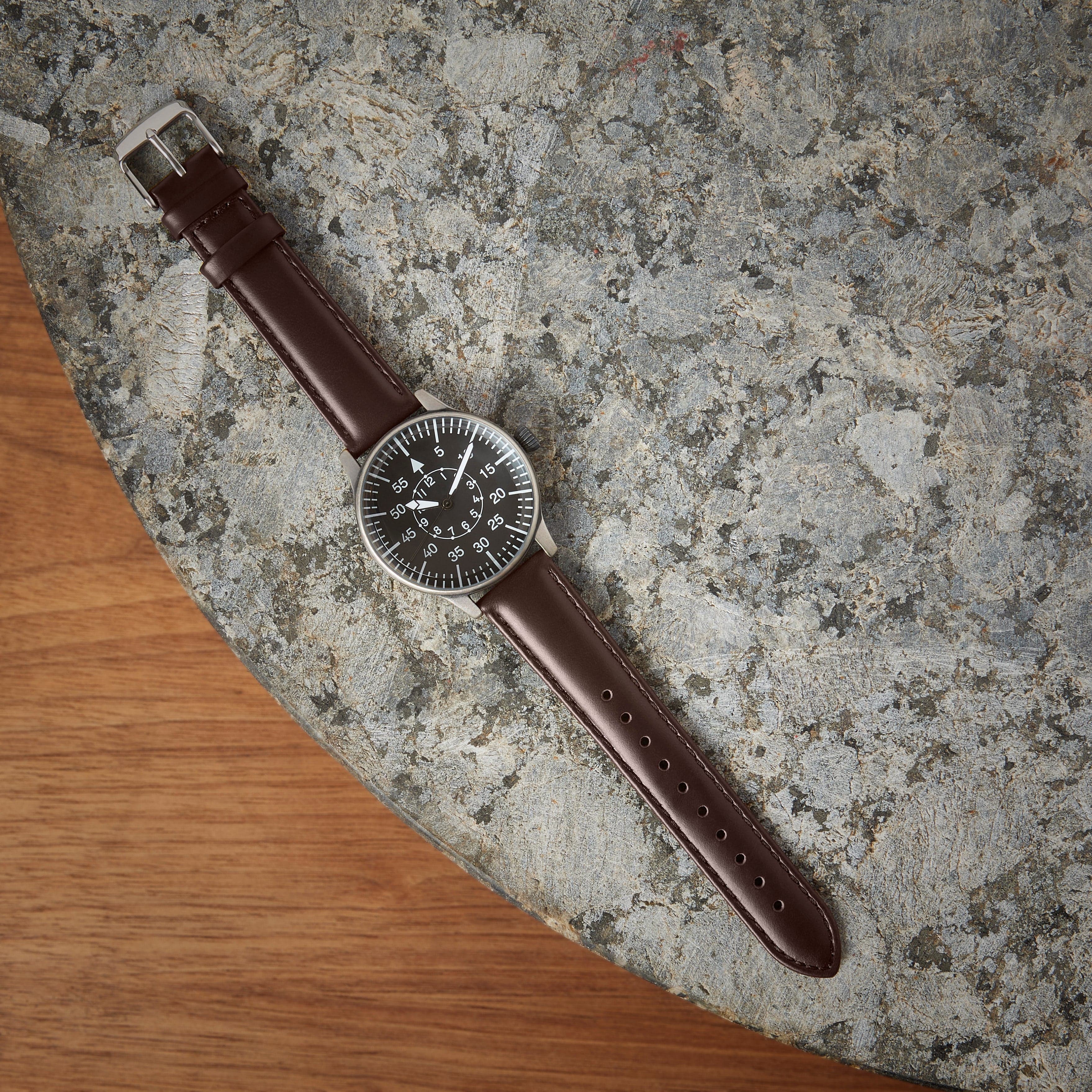 Quick Release Leather Watch Band - Dark Chestnut/Matched - Image 2
