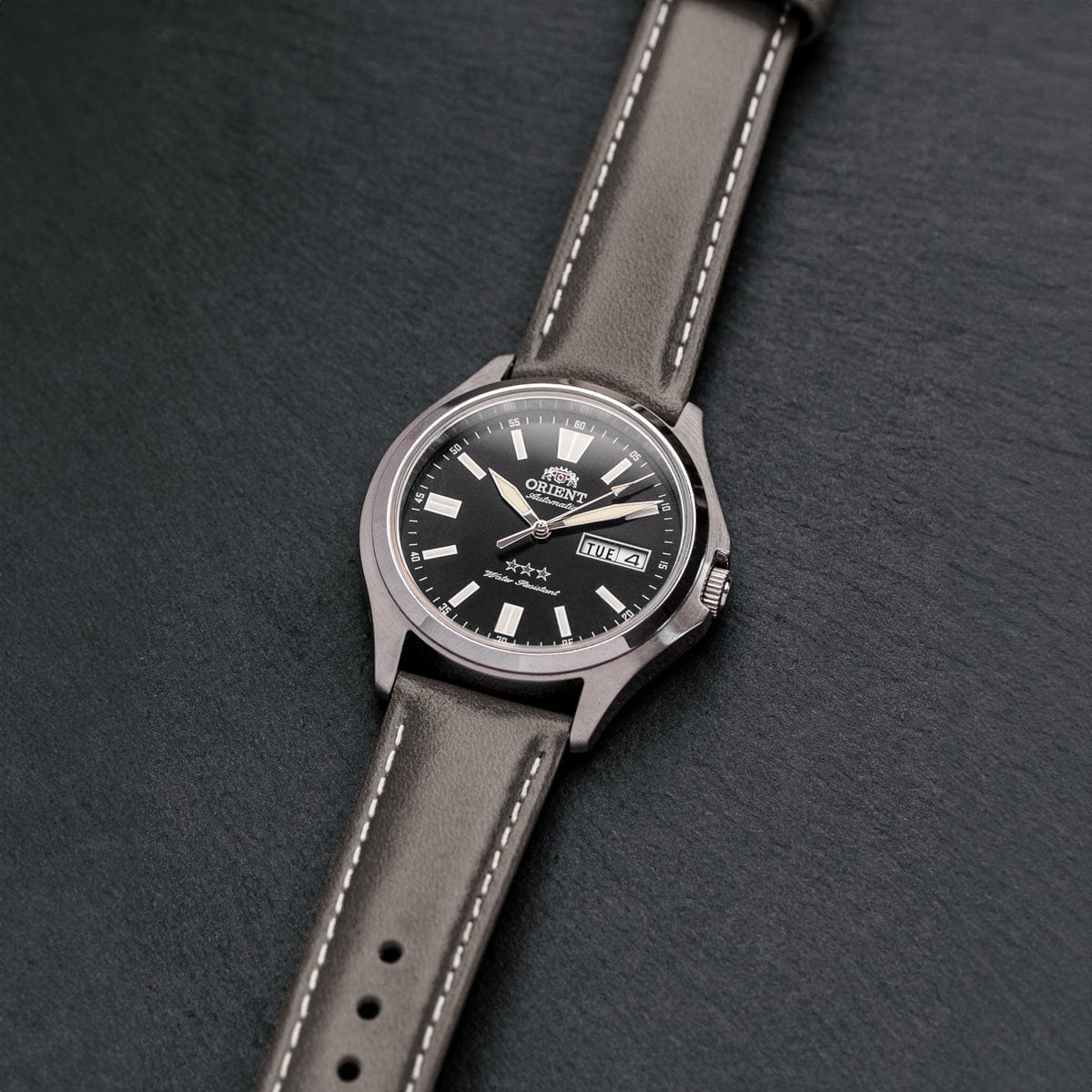 Quick Release Leather Watch Band - Pewter Gray/Natural - Image 2
