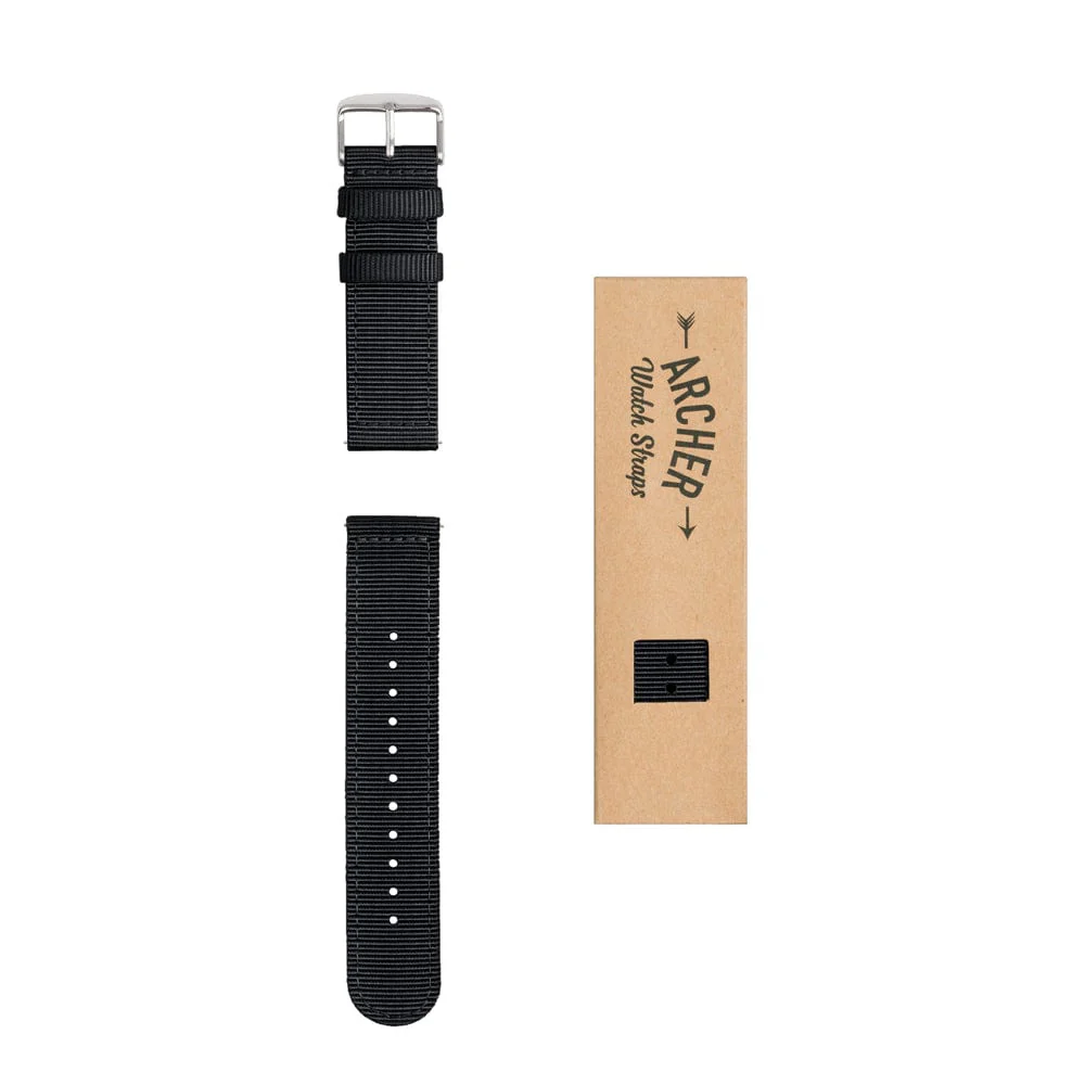 Quick Release Nylon Watch Band - Black - Image 7