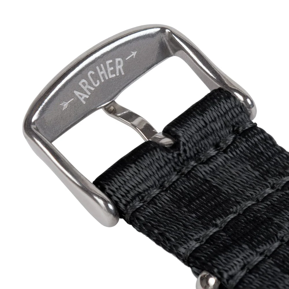 Seat Belt Nylon Military Style Watch Band - Black, Stainless Hardware - Image 7