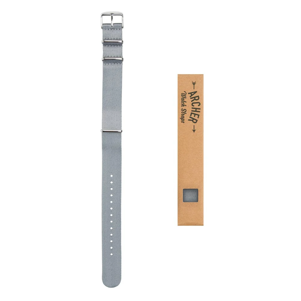 Seat Belt Nylon Military Style Watch Band - Gray, Stainless Hardware - Image 6