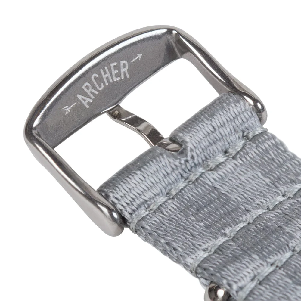 Seat Belt Nylon Military Style Watch Band - Gray, Stainless Hardware - Image 7