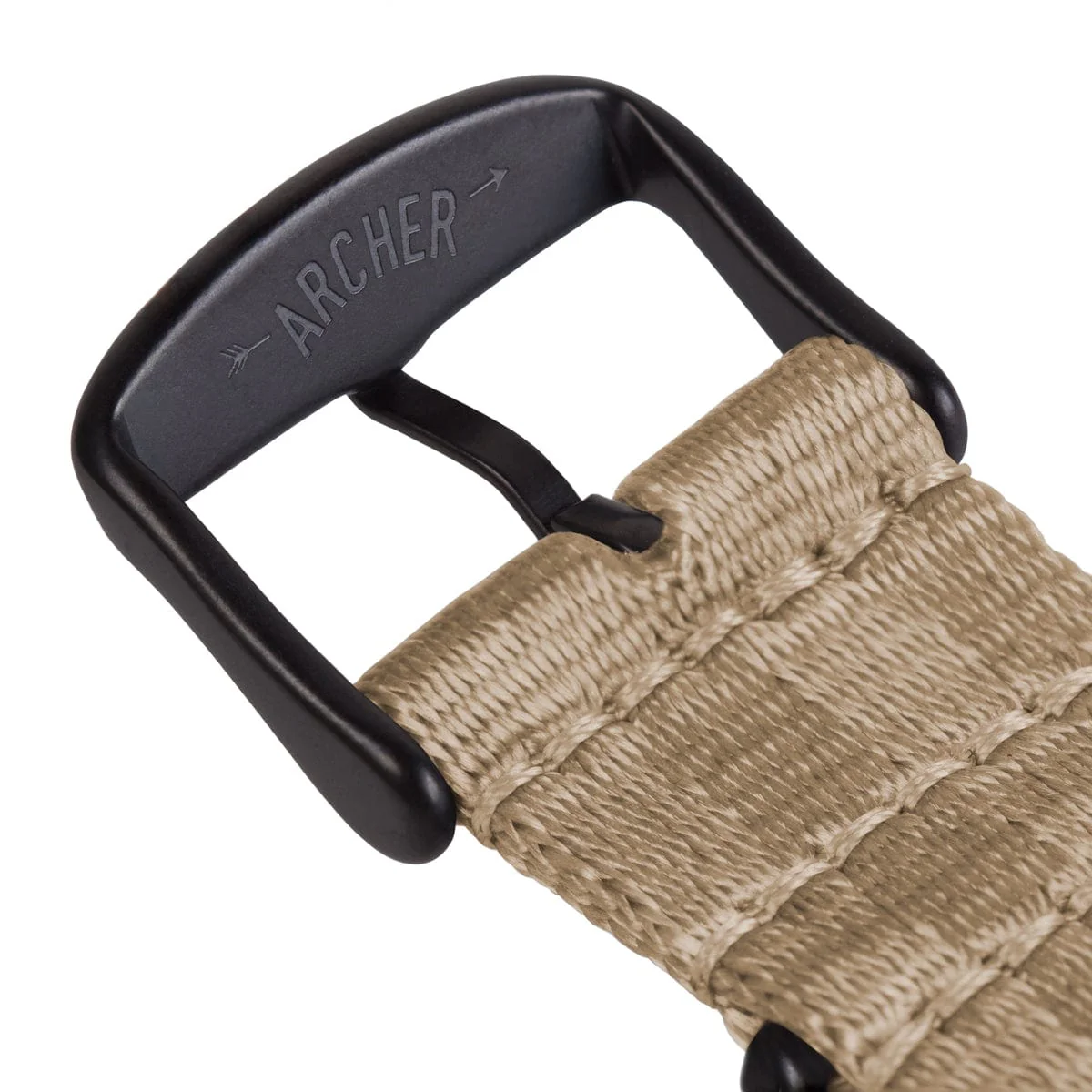 Seat Belt Nylon Military Style Watch Band - Khaki, Black Hardware - Image 7