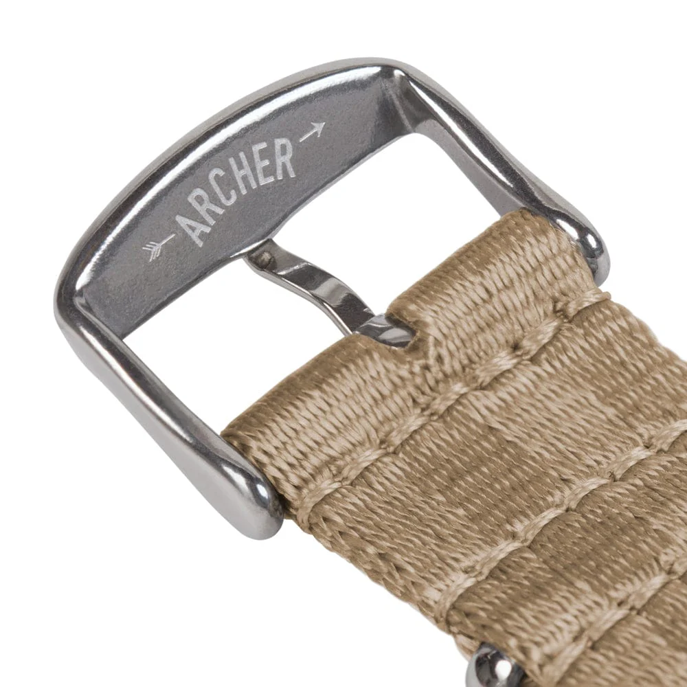 Seat Belt Nylon Military Style Watch Band - Khaki, Stainless Hardware - Image 7